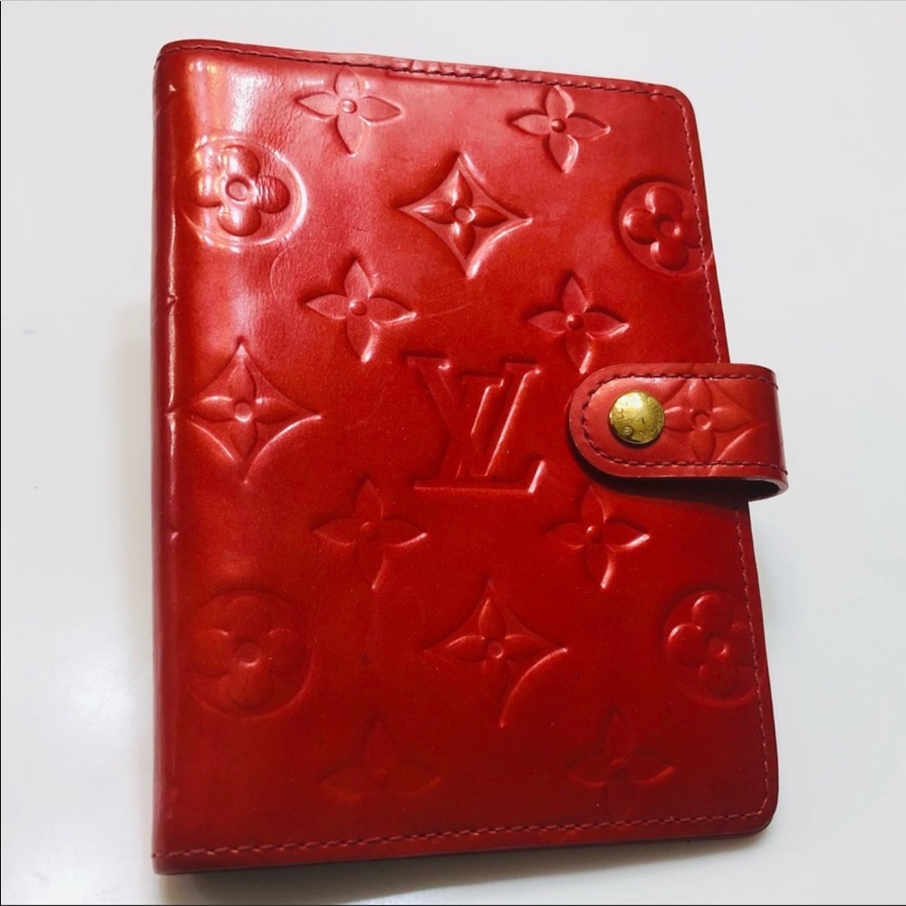 GENUINE LOUIS VUITTON Red Vernis Notebook Agenda Cover PM